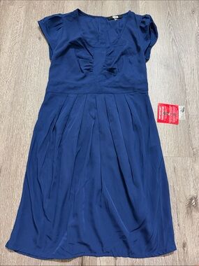 Navy Blue Pleated Dress
